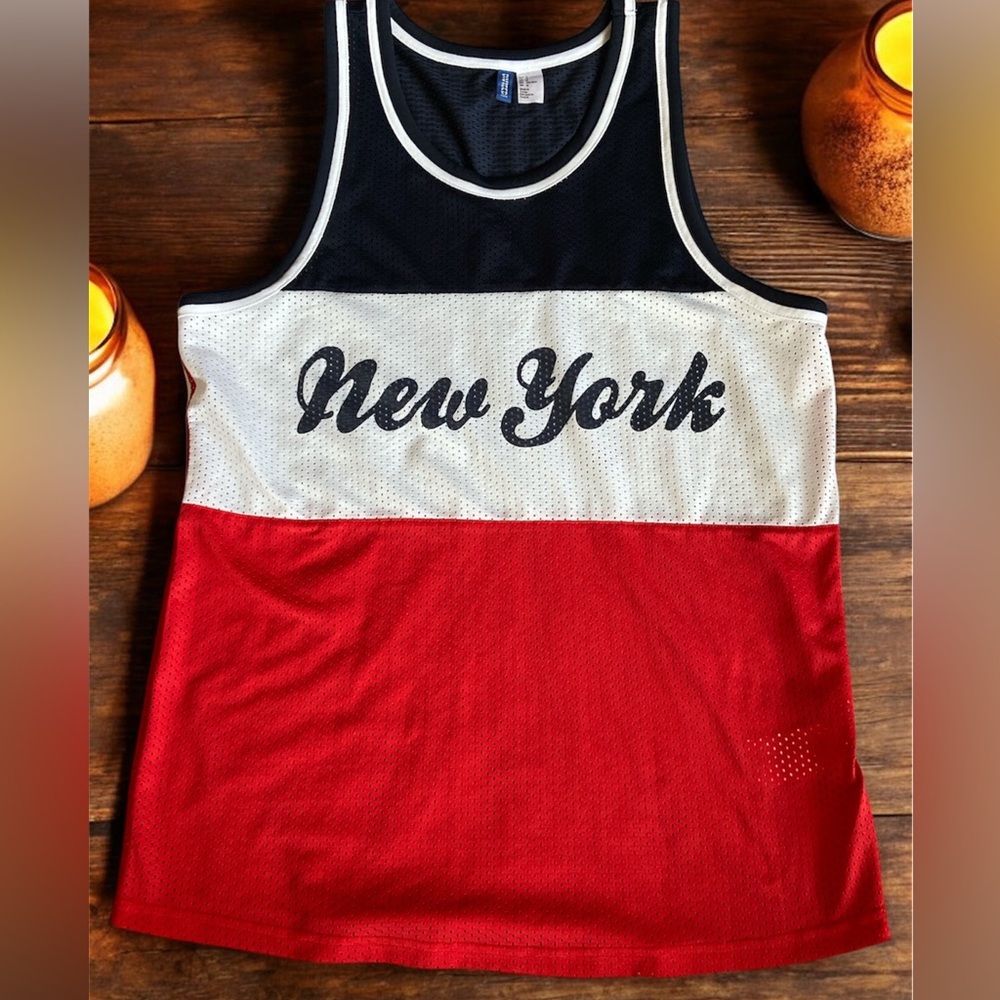 New York Tank Top - Black, White, Red